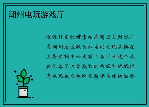 潮州电玩游戏厅